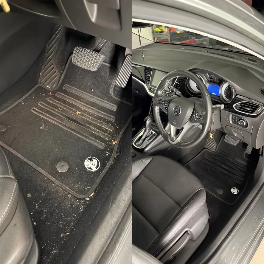 Car cabin before and after a full interior detail